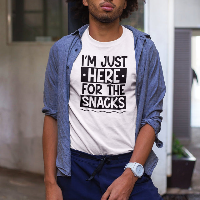 im-just-here-for-the-snacks-food-tee-life-t-shirt-foodie-tee-snacks-t-shirt-yummy-tee#color_white