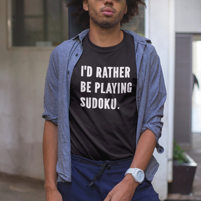 I'd Rather Be Playing Sudoku - Puzzle Tee - Sudoku T-Shirt - Hobby Tee - Gamer T-Shirt - Logic Tee