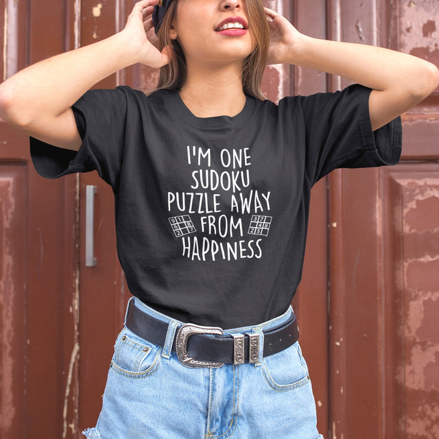 I'm One Sudoku Puzzle Away From Happiness - Mood Tee - Sudoku T-Shirt - Humor Tee - Puzzler T-Shirt - Relatable Tee
