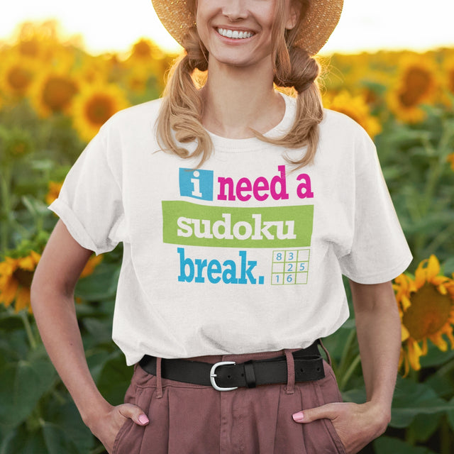 I Need A Sudoku Break - Mood Tee - Sudoku T-Shirt - Relax Tee - Humor T-Shirt - Puzzler Tee