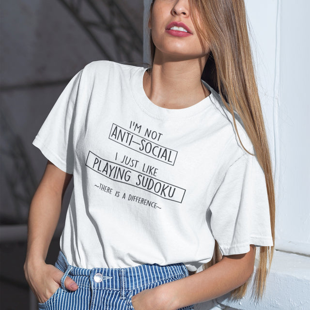 I'm Not Anti-Social I'm Just Playing Sudoku There Is A Difference - Mood Tee - Sudoku T-Shirt - Humor Tee - Puzzler T-Shirt - Introvert Tee
