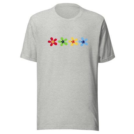 multi-color-flowers-4-in-a-row-flower-tee-summer-t-shirt-green-tee-floral-t-shirt-simple-tee#color_athletic-heather