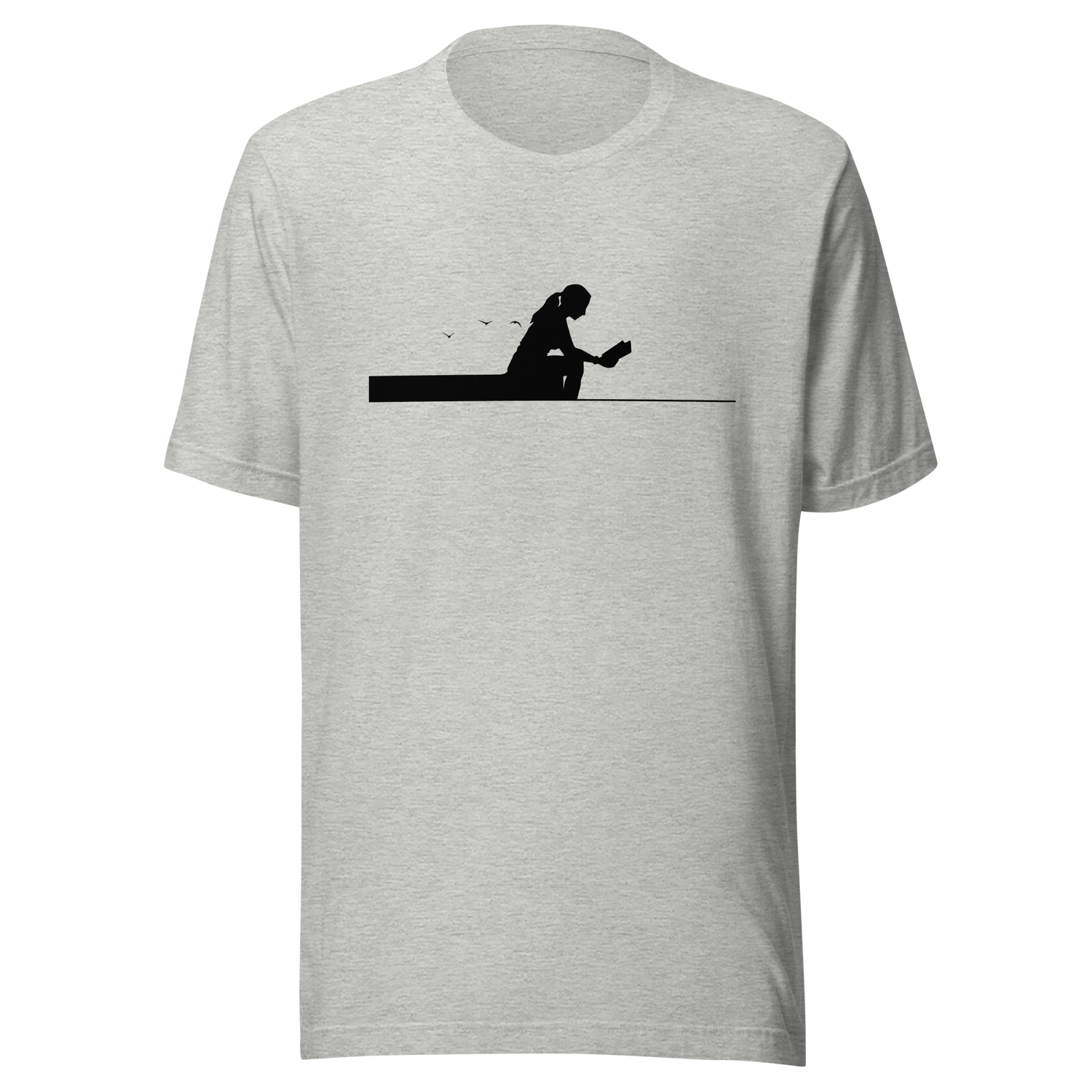 lady-reading-book-sitting-on-edge-of-pier-silhouette-reading-tee-read-t-shirt-books-tee-lake-t-shirt-ladies-tee#color_athletic-heather