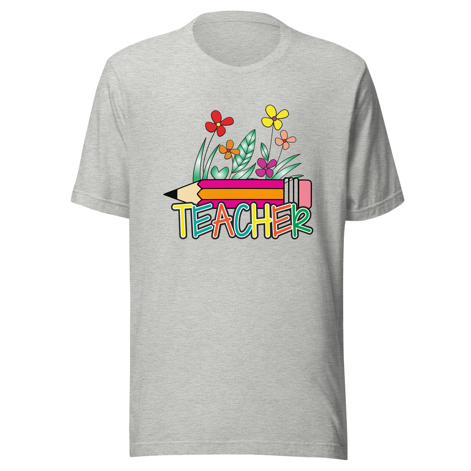 teacher-with-pencil-and-flowers-teacher-tee-teaching-t-shirt-school-tee-t-shirt-tee#color_athletic-heather
