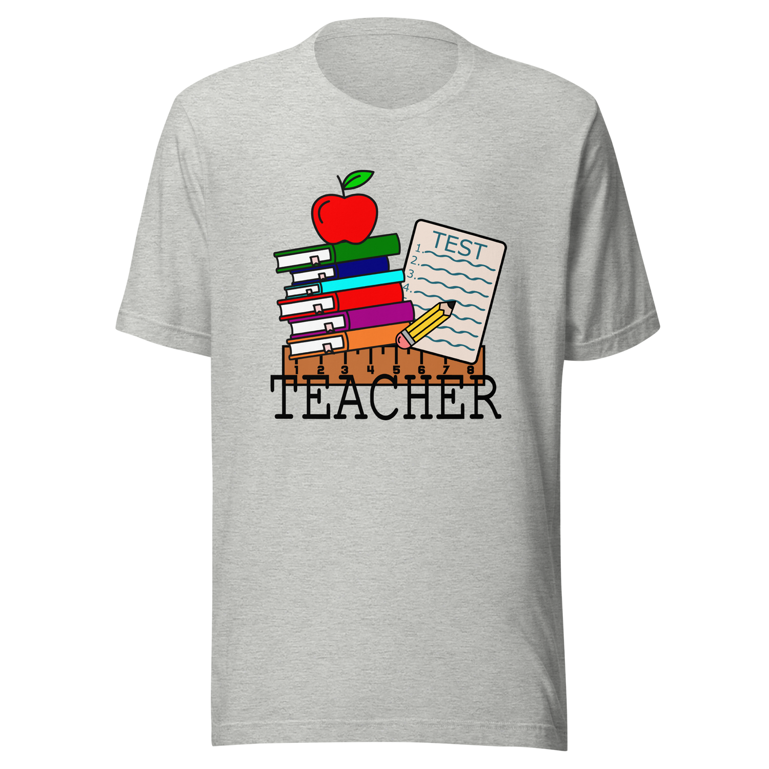 teacher-with-books-and-apple-teacher-tee-teaching-t-shirt-school-tee-t-shirt-tee#color_athletic-heather