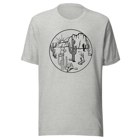 sonora-mojave-desert-with-saguaro-cactus-arizona-travel-tee-sonora-t-shirt-mojave-tee-desert-t-shirt-saguaro-tee#color_athletic-heather