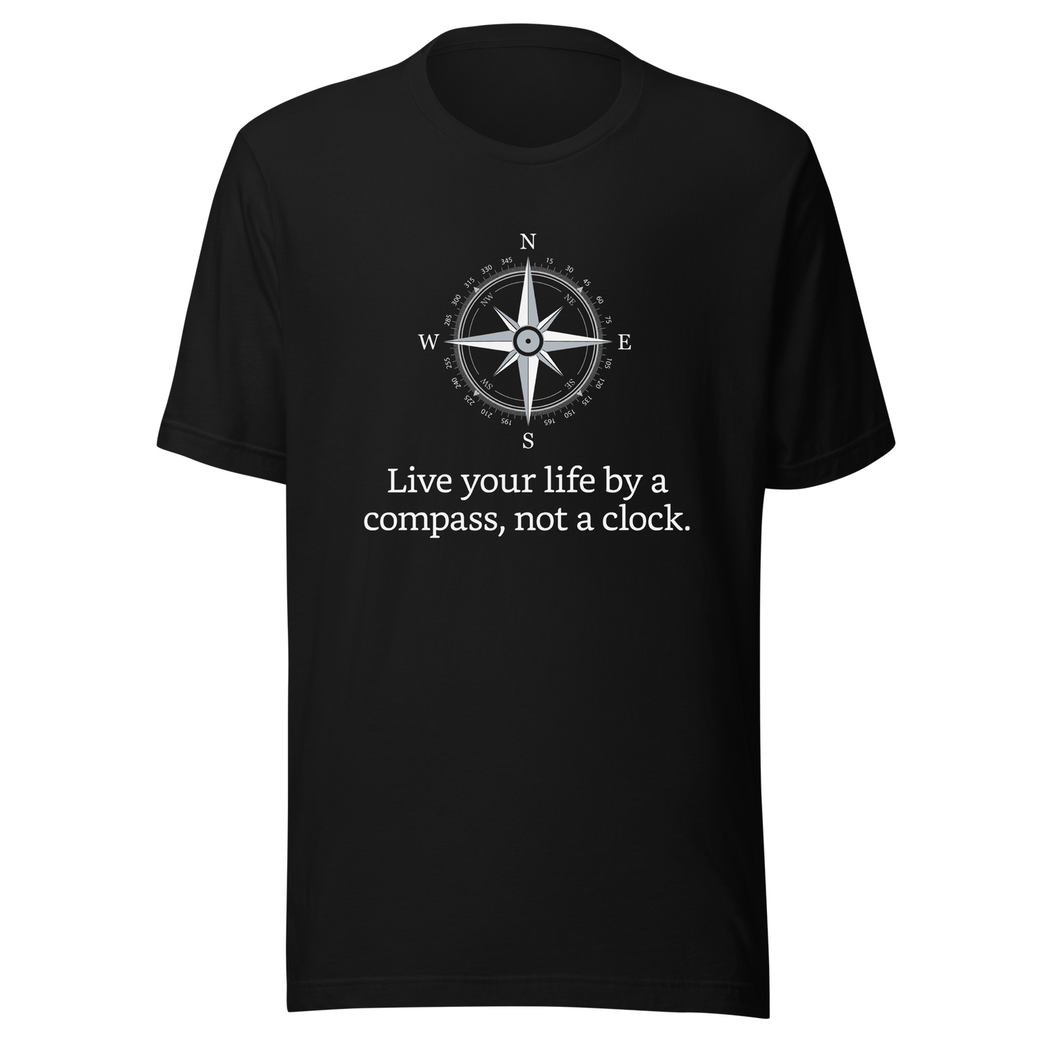 live-by-the-compass-not-by-the-clock-live-by-compass-tee-compass-t-shirt-explore-tee-t-shirt-tee#color_black