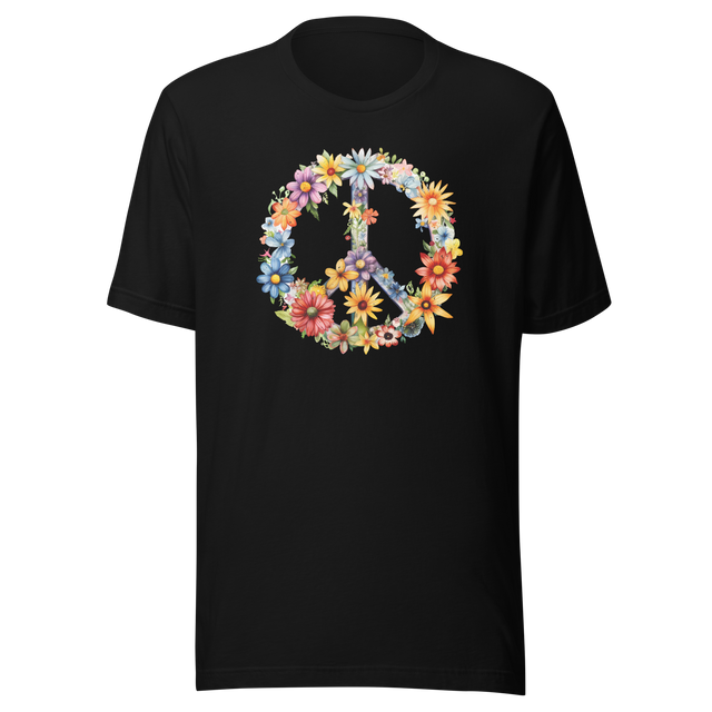 peace-sign-with-flowers-flowers-life-tee-floral-t-shirt-peace-tee-feminine-t-shirt-nature-tee-1#color_black