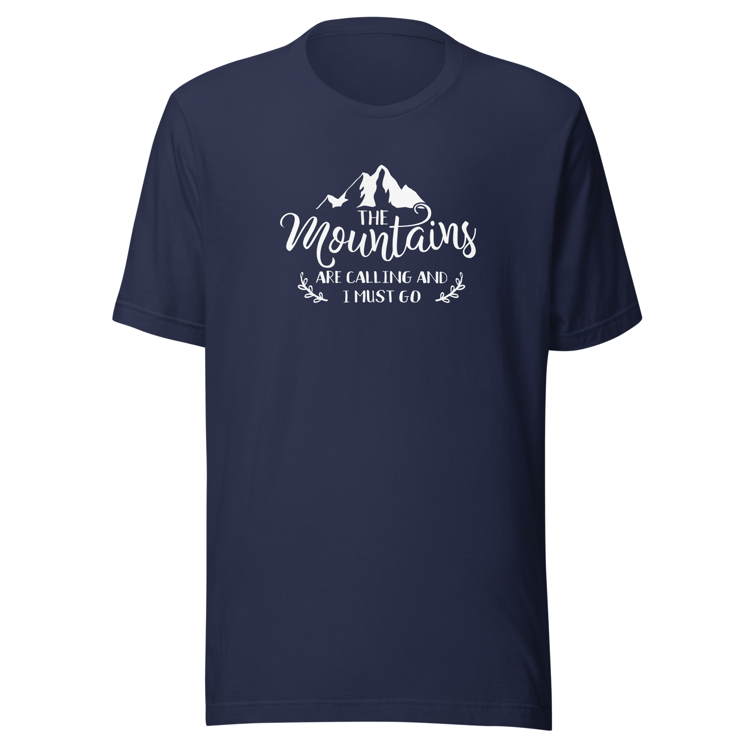 the-mountains-are-calling-and-i-must-go-mountain-tee-hiking-t-shirt-camping-tee-outdoors-t-shirt-travel-tee#color_navy