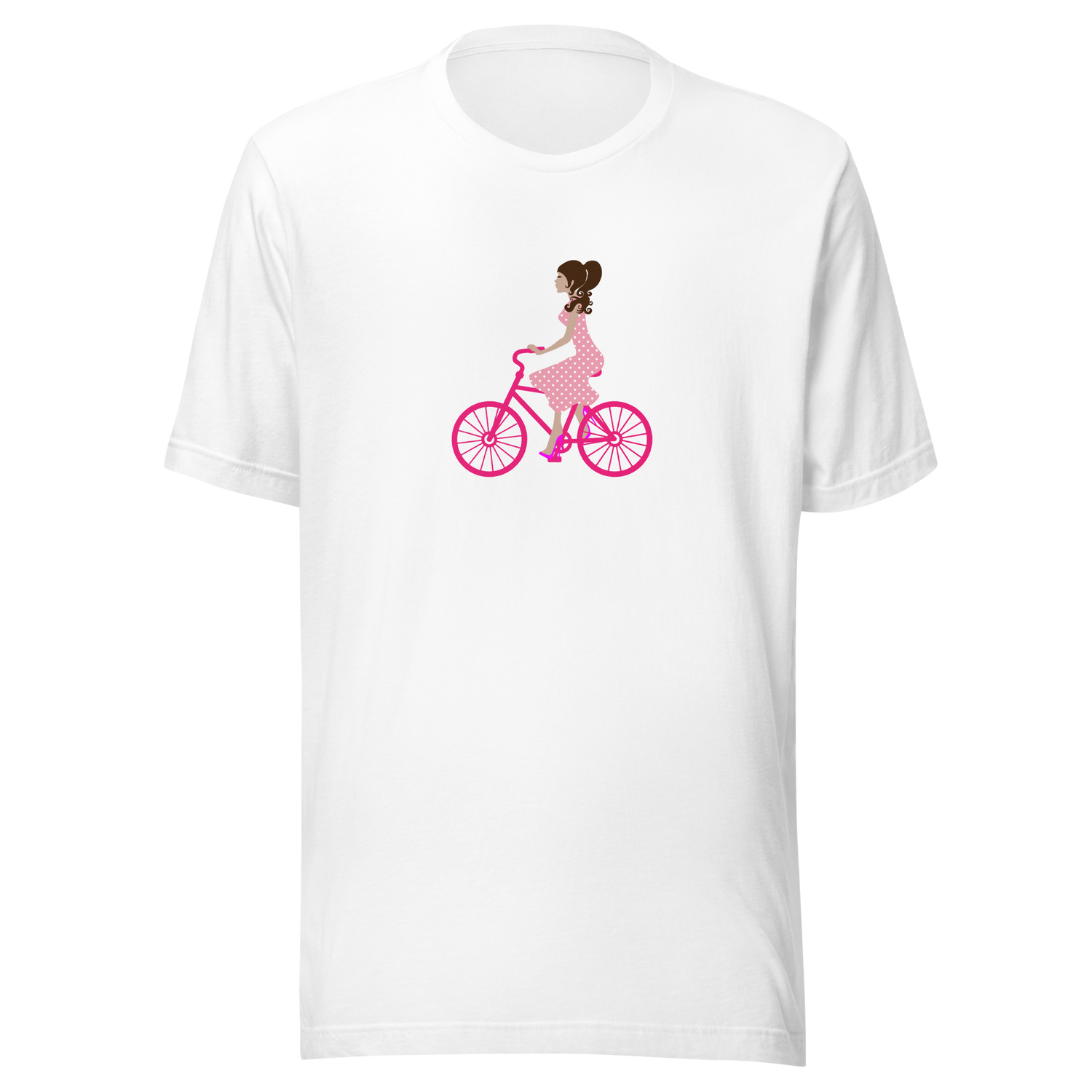 lady-in-pink-dress-riding-pink-bicycle-bicycle-tee-bike-t-shirt-lady-tee-gift-t-shirt-mom-tee#color_white