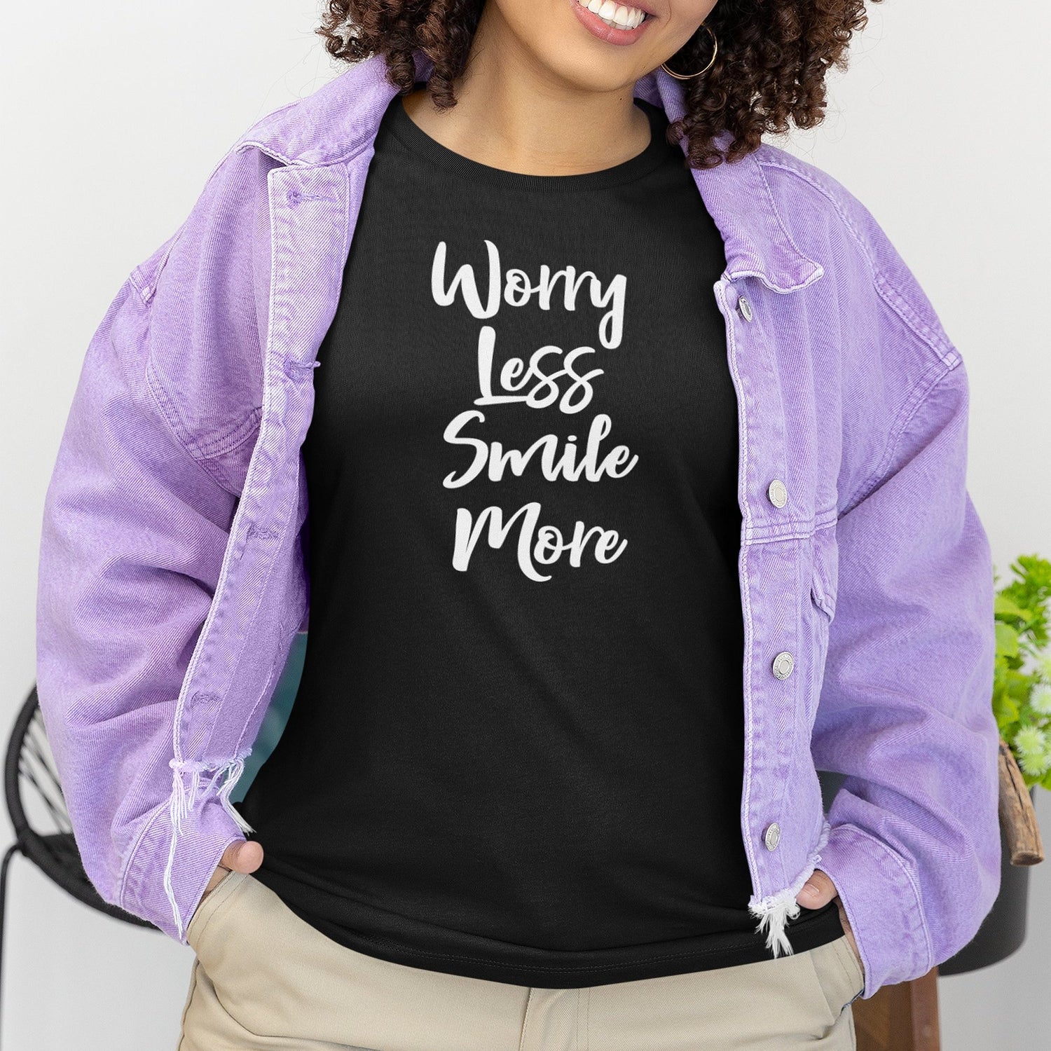 worry-less-smile-more-smile-tee-more-t-shirt-worry-tee-inspirational-t-shirt-motivational-tee#color_black