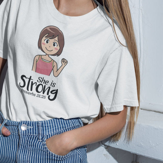 she-is-strong-proverbs-31-25-christian-tee-womens-t-shirt-proverbs-tee-faith-t-shirt-religion-tee#color_white