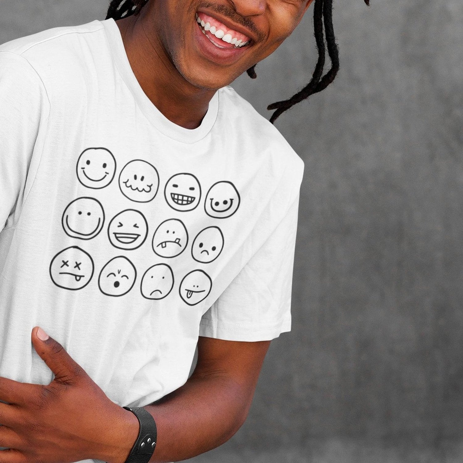 black-and-white-outlines-of-hand-drawn-smiley-faces-smiley-tee-smile-t-shirt-smiley-face-tee-funny-t-shirt-emoticon-tee#color_white