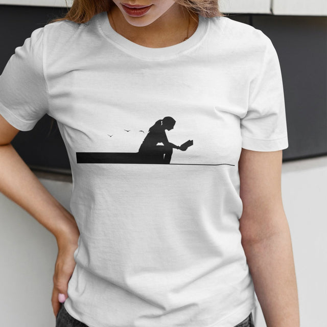 lady-reading-book-sitting-on-edge-of-pier-silhouette-reading-tee-read-t-shirt-books-tee-lake-t-shirt-ladies-tee#color_white