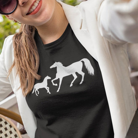 two-horses-horse-tee-silhouette-t-shirt-animal-tee-farm-t-shirt-equestrian-tee#color_black