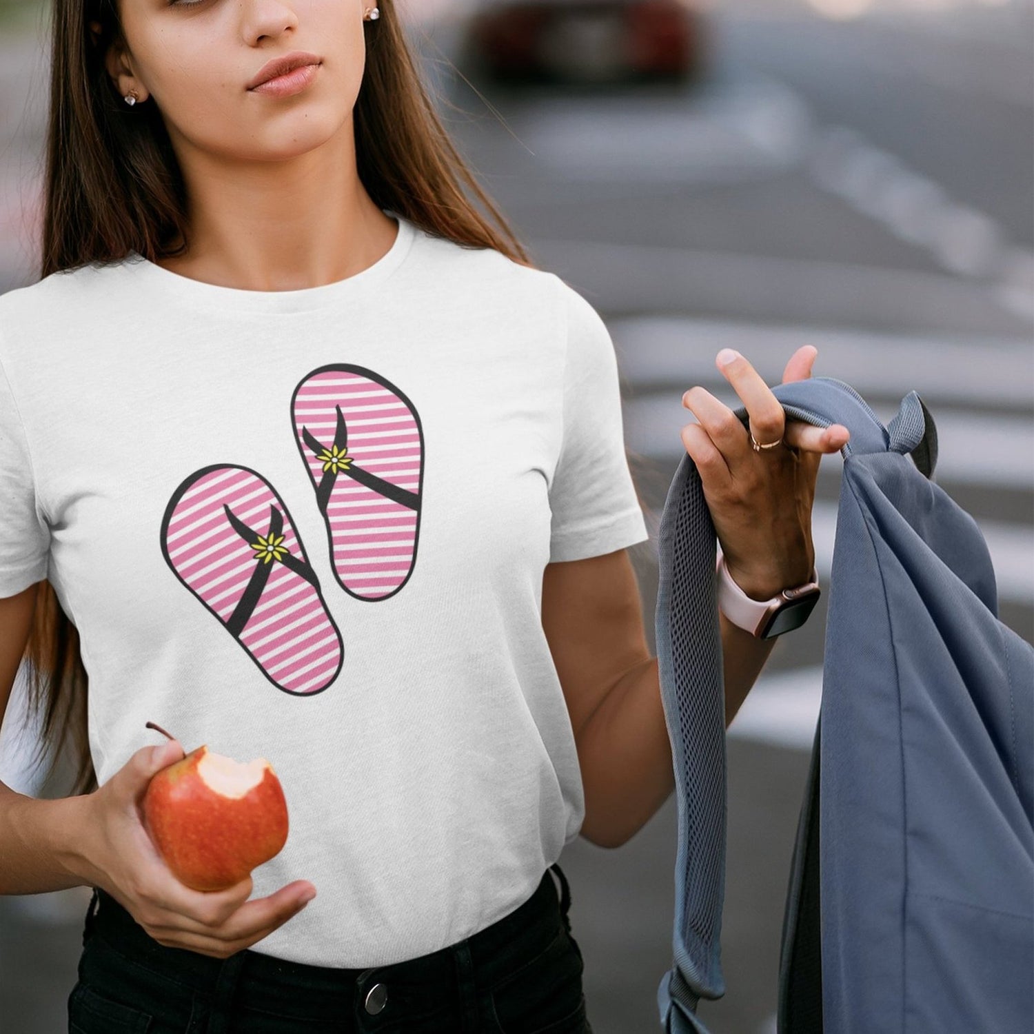 red-and-white-striped-flip-flops-flip-flops-tee-retro-t-shirt-pink-tee-beach-t-shirt-cute-tee#color_white