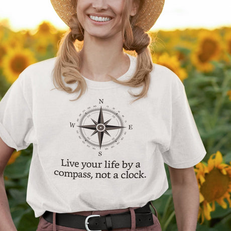 live-by-the-compass-not-by-the-clock-live-by-compass-tee-compass-t-shirt-explore-tee-t-shirt-tee#color_white