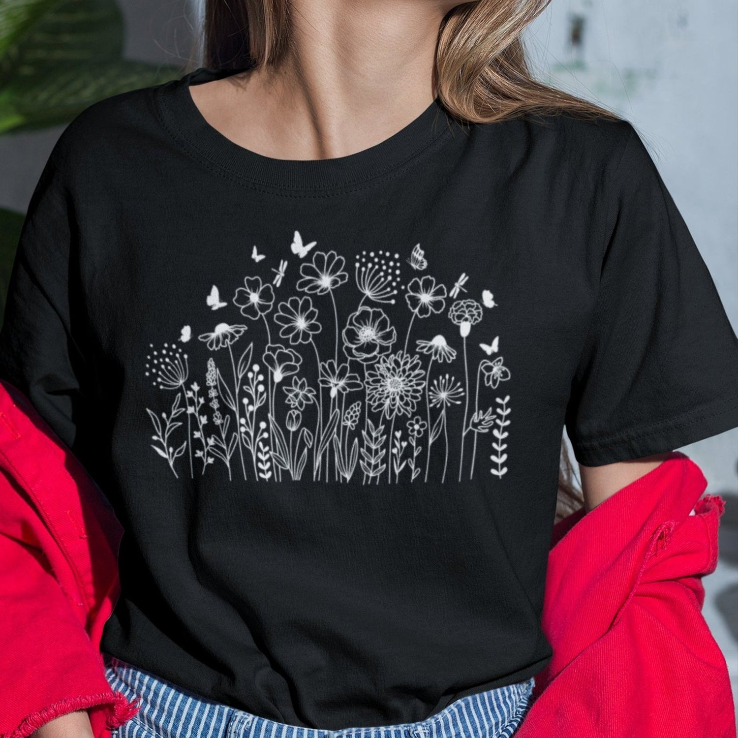 wildflowers-wildflowers-tee-blue-bonnets-t-shirt-dandelions-tee-t-shirt-tee#color_black