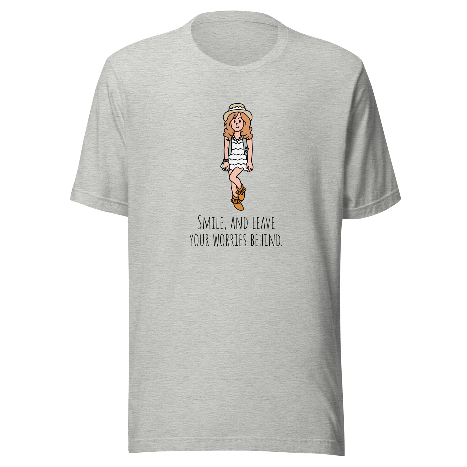 smile-and-leave-your-worries-behind-smile-tee-happy-t-shirt-worries-tee-inspirational-t-shirt-motivational-tee#color_athletic-heather