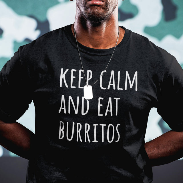 keep-calm-and-eat-burritos-food-tee-burritos-t-shirt-calm-tee-foodie-t-shirt-delicious-tee#color_black