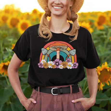 rainbow-with-flowers-and-mushrooms-rainbow-tee-life-t-shirt-rainbow-tee-flowers-t-shirt-mushrooms-tee#color_black