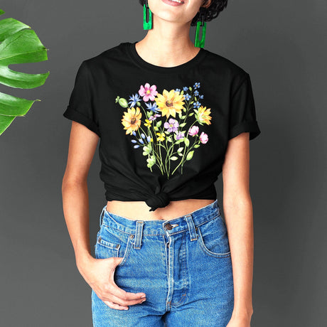 sunflowers-wildflowers-flowers-tee-sunflower-t-shirt-wildflower-tee-floral-t-shirt-bloom-tee#color_black