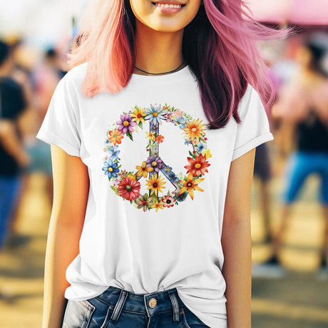 peace-sign-with-flowers-flowers-life-tee-floral-t-shirt-peace-tee-feminine-t-shirt-nature-tee-1#color_white