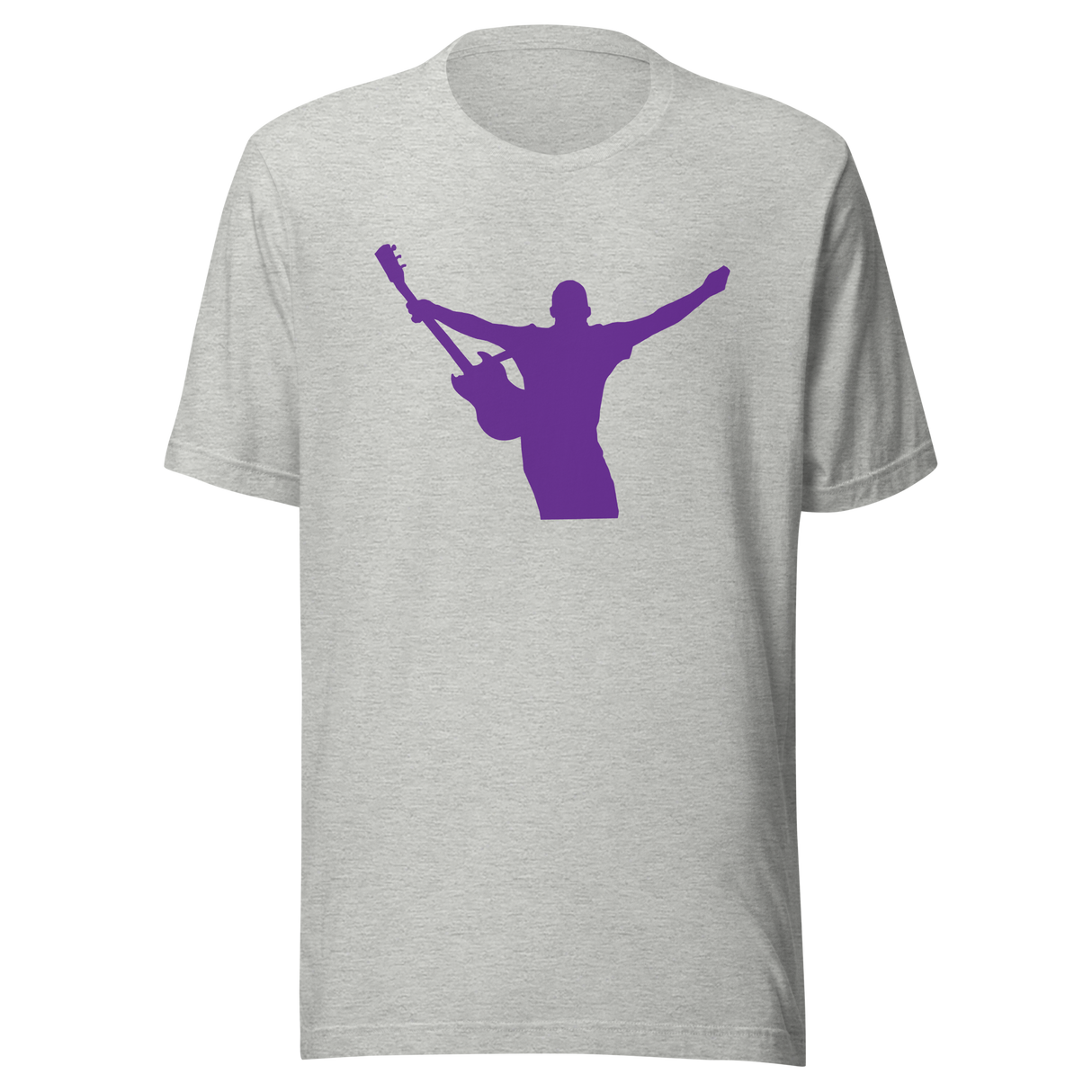 rockstar-with-one-arm-up-holding-a-guitar-music-tee-rockstar-t-shirt-guitar-tee-silhouette-t-shirt-purple-tee#color_athletic-heather