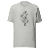 bouquet-of-sunflowers-black-and-white-outline-sunflower-tee-flower-t-shirt-yellow-tee-floral-t-shirt-ladies-tee#color_athletic-heather