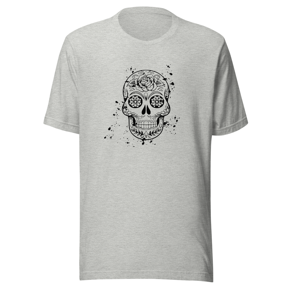 psychedelic-skull-black-and-white-skull-tee-psychedelic-t-shirt-halloween-tee-gift-t-shirt-cool-tee#color_athletic-heather