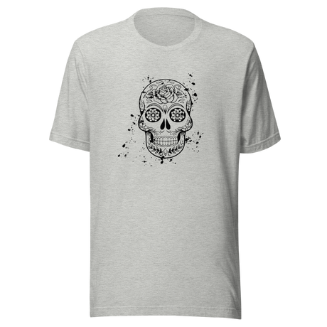 psychedelic-skull-black-and-white-skull-tee-psychedelic-t-shirt-halloween-tee-gift-t-shirt-cool-tee#color_athletic-heather