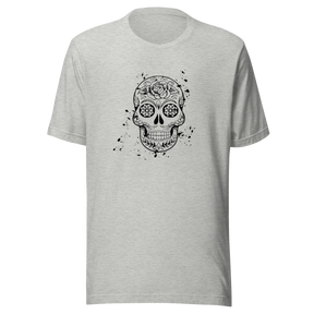 psychedelic-skull-black-and-white-skull-tee-psychedelic-t-shirt-halloween-tee-gift-t-shirt-cool-tee#color_athletic-heather