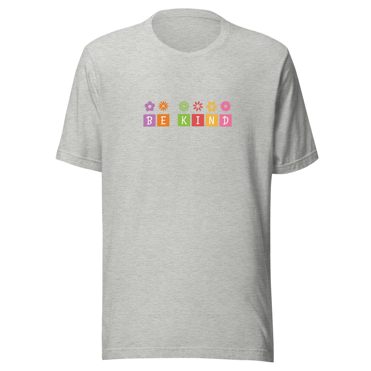 be-kind-with-multi-color-symbols-above-each-letter-be-kind-tee-happy-t-shirt-kindness-tee-gift-t-shirt-simple-tee#color_athletic-heather
