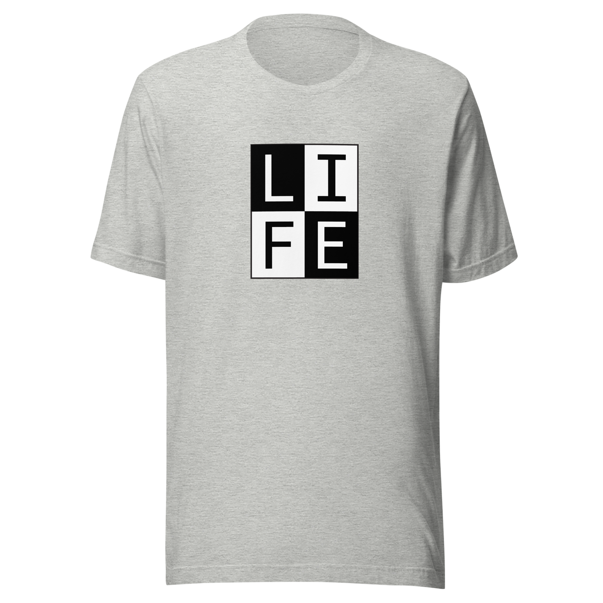 life-square-outline-white-on-black-life-tee-letters-t-shirt-blocks-tee-life-t-shirt-tee#color_athletic-heather
