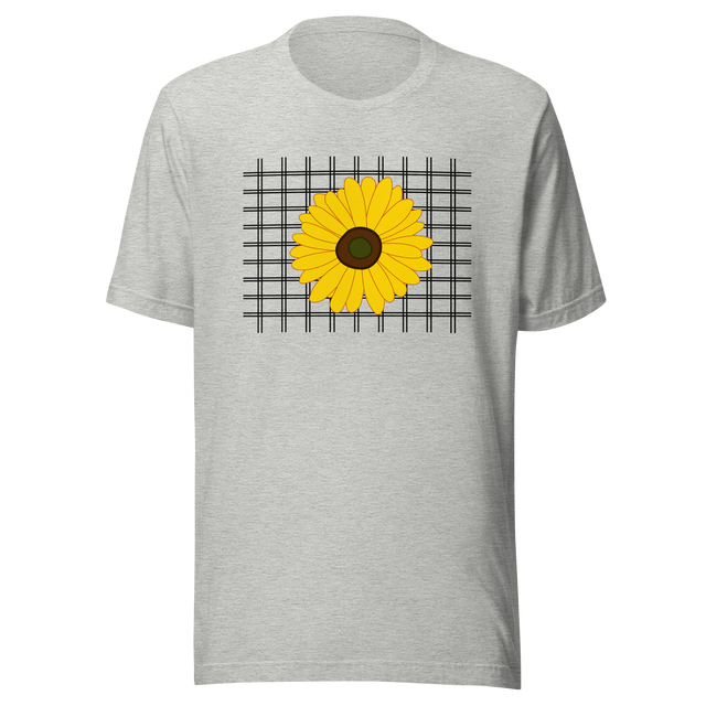 sunflower-on-a-grid-background-sunflower-tee-yellow-t-shirt-flower-tee-floral-t-shirt-ladies-tee#color_athletic-heather