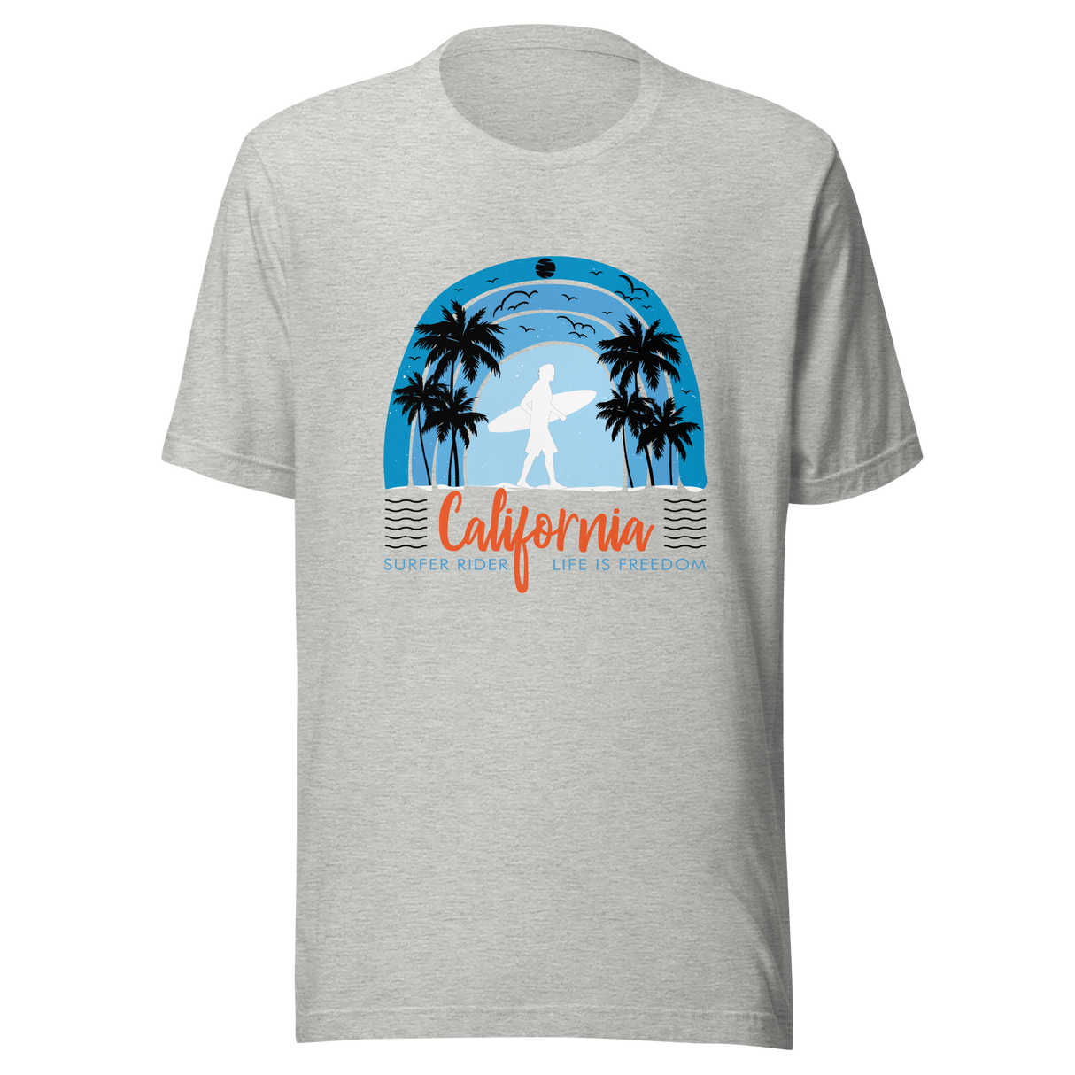 california-surfer-rider-life-is-freedom-california-tee-good-vibes-t-shirt-beach-tee-t-shirt-tee#color_athletic-heather