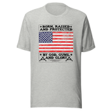 born-raised-and-protected-by-god-guns-and-glory-second-amendment-tee-ar15-t-shirt-guns-tee-t-shirt-tee#color_athletic-heather