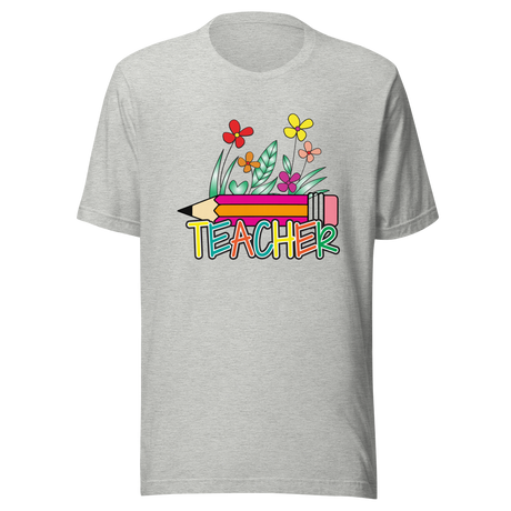 teacher-with-pencil-and-flowers-teacher-tee-teaching-t-shirt-school-tee-t-shirt-tee#color_athletic-heather