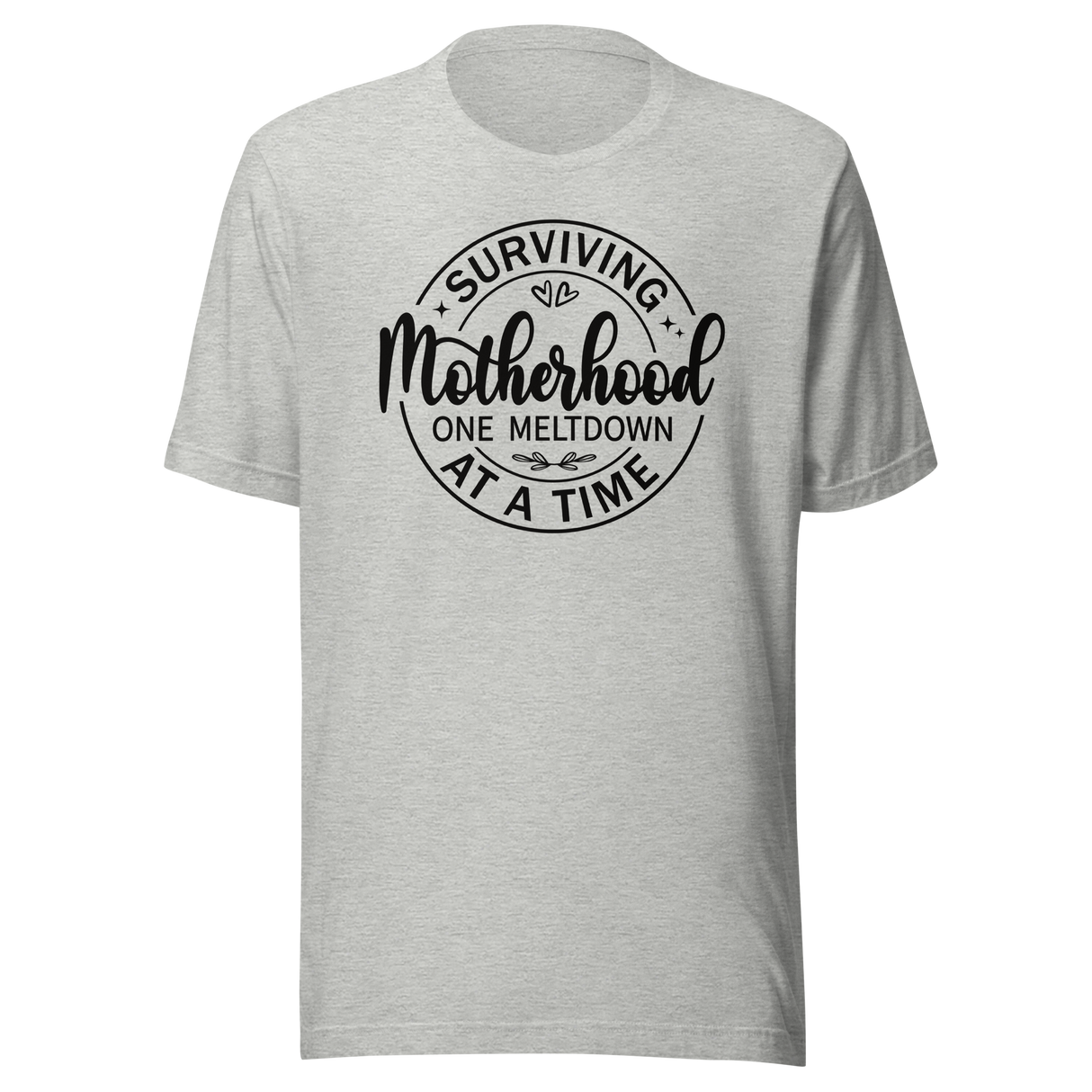 surviving-motherhood-one-meltdown-at-a-time-mom-tee-parents-t-shirt-mom-tee-motherhood-t-shirt-parenting-tee#color_athletic-heather