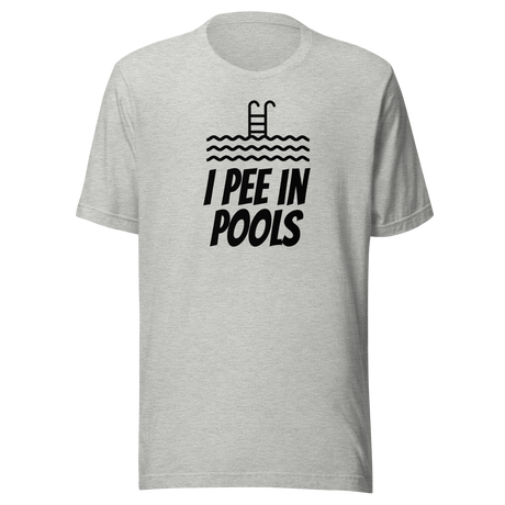 i-pee-in-pools-funny-tee-funny-t-shirt-humor-tee-quirky-t-shirt-playful-tee#color_athletic-heather