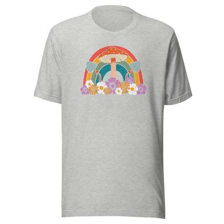 Rainbow With Flowers And Mushrooms - Rainbow Tee - Life T-Shirt - Rainbow Tee - Flowers T-Shirt - Mushrooms Tee