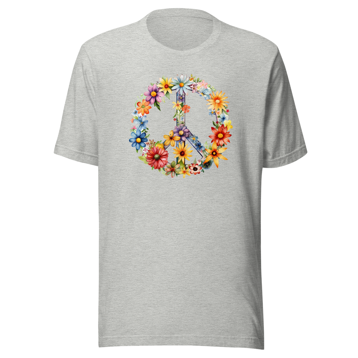 Peace Sign With Flowers - Flowers-Life Tee - Floral T-Shirt - Peace Tee - Feminine T-Shirt - Nature Tee