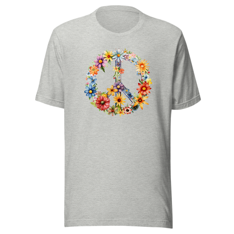 Peace Sign With Flowers - Flowers-Life Tee - Floral T-Shirt - Peace Tee - Feminine T-Shirt - Nature Tee