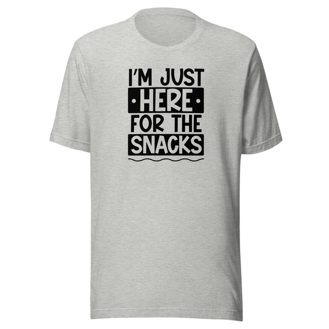 im-just-here-for-the-snacks-food-tee-life-t-shirt-foodie-tee-snacks-t-shirt-yummy-tee#color_athletic-heather