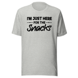 im-just-here-for-the-snacks-food-tee-life-t-shirt-foodie-tee-snacks-t-shirt-yummy-tee-1#color_athletic-heather