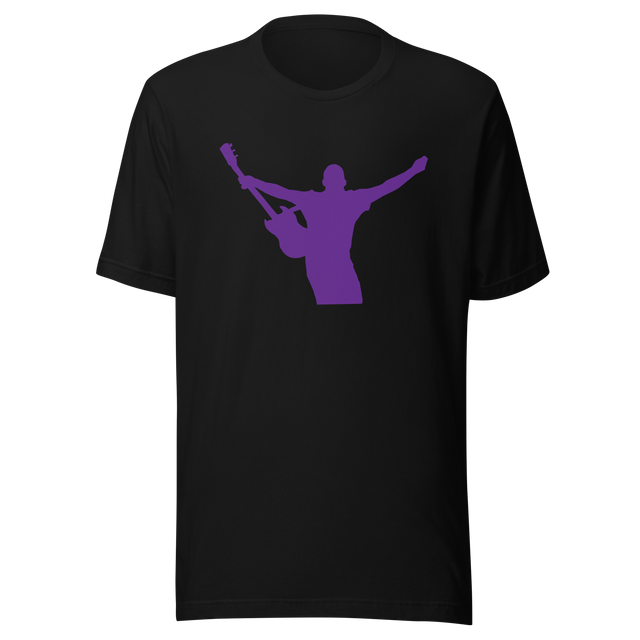 rockstar-with-one-arm-up-holding-a-guitar-music-tee-rockstar-t-shirt-guitar-tee-silhouette-t-shirt-purple-tee#color_black