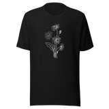 bouquet-of-sunflowers-black-and-white-outline-sunflower-tee-flower-t-shirt-yellow-tee-floral-t-shirt-ladies-tee#color_black