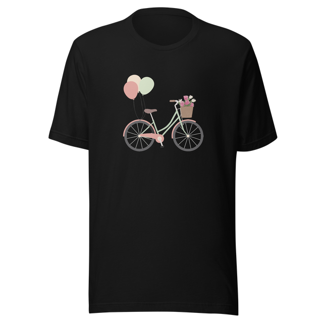 bicycle-with-flowers-in-front-basket-and-balloons-tied-to-back-bicycle-tee-bike-t-shirt-balloons-tee-gift-t-shirt-mom-tee#color_black