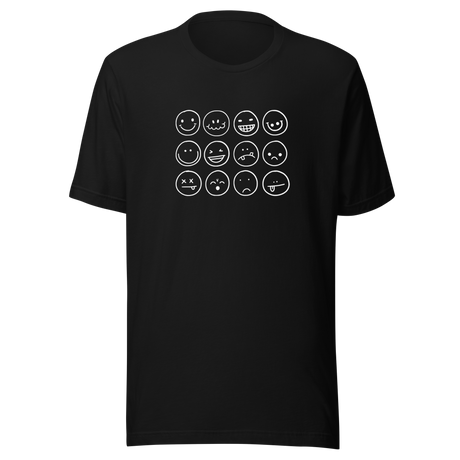 black-and-white-outlines-of-hand-drawn-smiley-faces-smiley-tee-smile-t-shirt-smiley-face-tee-funny-t-shirt-emoticon-tee#color_black