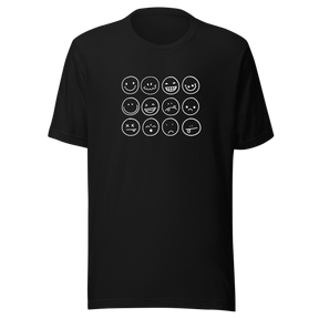 black-and-white-outlines-of-hand-drawn-smiley-faces-smiley-tee-smile-t-shirt-smiley-face-tee-funny-t-shirt-emoticon-teewhite#color_black
